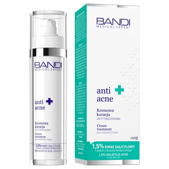 Bandi Medical Expert Anti-Acne, kremowa kuracja antytrądzikowa 1,5% kwas salicylowy + olejek z drzewa herbacianego 50 ml