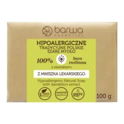 Barwa Hipoalergiczne Tradycyjne Polskie Szare Mydło z ekstraktem z mniszka lekarskiego, 100g