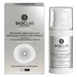 BasicLab Complementis, peptydydowy krem pod oczy redukujący cienie i opuchnięcia o lekkiej konsystencji, 15 ml