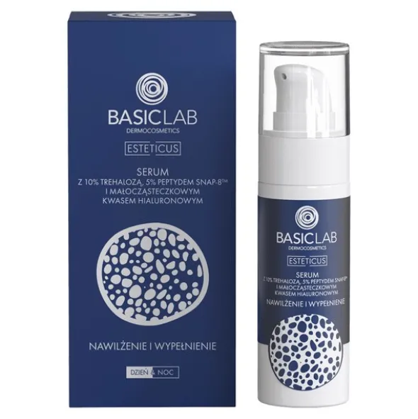 BasicLab Esteticus, nawilżenie i wypełnienie, serum z 10% trehalozą, 5% SNAP-8, 30 ml