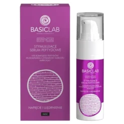 BasicLab Esteticus, serum peptydowe do twarzy na noc Napięcie i Ujędrnienie, 30 ml