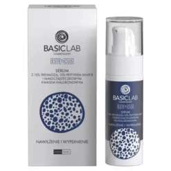 BasicLab Esteticus, serum z 15% trehalozą, 10% neuropeptydem SNAP-8, Nawilżenie i Wypełnienie, 30 ml