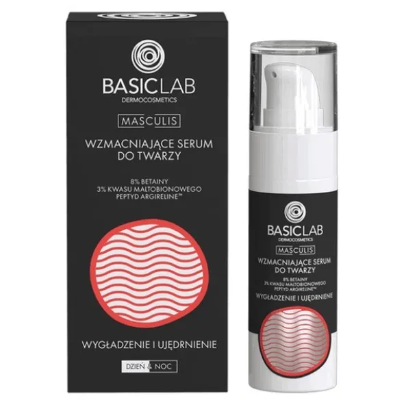 BasicLab Masculis, wzmacniające serum do twarzy Wygładzenie i Ujędrnienie, 30 ml