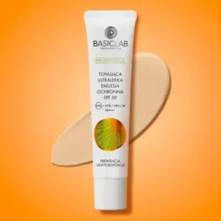 BasicLab Proteticus, tonująca ultralekka emulsja SPF 50 PPD 22,1 Prewencja i Antyoksydacja, 40 ml