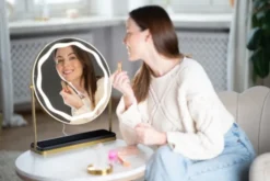 Beautifly Round LED Vanity Mirris, podświetlane lusterko do makijażu z regulacją światła LED, 1 szt.