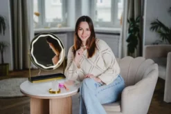 Beautifly Round LED Vanity Mirris, podświetlane lusterko do makijażu z regulacją światła LED, 1 szt.