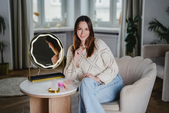 Beautifly Round LED Vanity Mirris, podświetlane lusterko do makijażu z regulacją światła LED, 1 szt.
