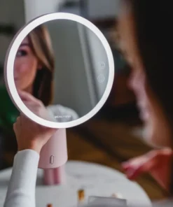Beautifly Smart Moon Mirror z wbudowanym głośnikiem Bluetooth, lustro z regulacją światła LED, 1 szt.