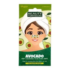 Beauty Formulas, głęboko oczyszczające paski na nos, awokado, 6 szt.