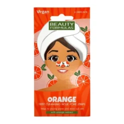 Beauty Formulas, głęboko oczyszczające paski na nos, pomarańcza, 6 szt.