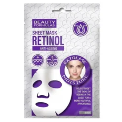 Beauty Formulas, maseczka do twarzy w płachcie Anti-Ageing z retinolem, 1 szt.