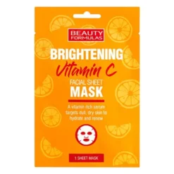 Beauty Formulas, maska rozjaśniająca do twarzy w płacie z witaminą C, 1 szt.