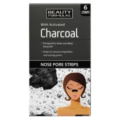 Beauty Formulas, paski oczyszczające na nos z aktywnym węglem, 6 szt.