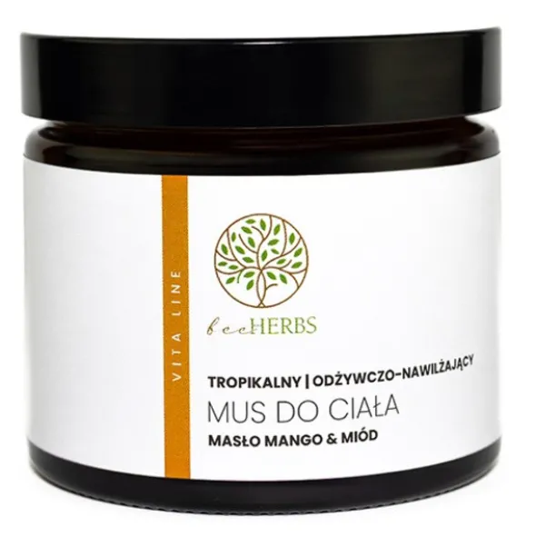 BeeHerbs, odżywczo-nawilżający mus do ciała, tropikalny, 250 ml