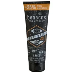 Benecos For Men Only, naturalny żel 3w1 Sport do mycia ciała, twarzy i włosów, 250 ml