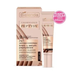 Bielenda Ujędrniające Peptydy, ujędrniająco-rozświetlający krem+serum peptydowe, pod oczy i na powieki, 15 ml