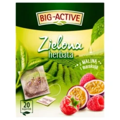 Big-Active, Zielona herbata w torebkach z maliną i marakują, 30 g (1,5 g x 20 szt.)