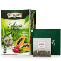 Big-Active, Zielona herbata w torebkach z papają i jagodami goji, 30 g (1,5 g x 20 szt.)