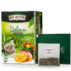 Big-Active, Zielona herbata w torebkach z opuncją figową i mango, 30 g (1,5 g x 20 szt.)