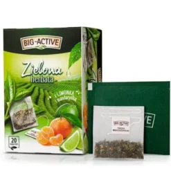 Big-Active, Zielona herbata w torebkach z limonką i mandarynką, 30 g (1,5 g x 20 szt.)