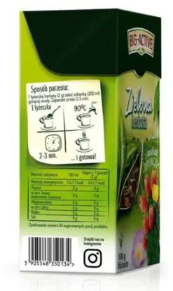 Big-Active, Zielona herbata z opuncją, liściasta, 100 g