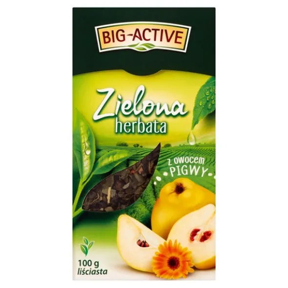 Big-Active, Zielona herbata z pigwą, liściasta, 100 g