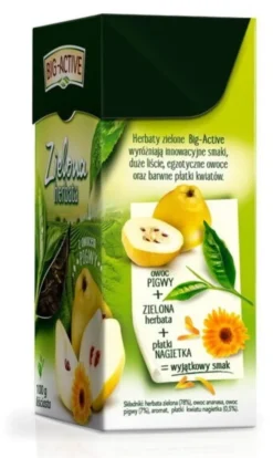 Big-Active, Zielona herbata z pigwą, liściasta, 100 g