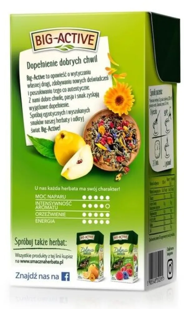Big-Active, Zielona herbata z pigwą, liściasta, 100 g