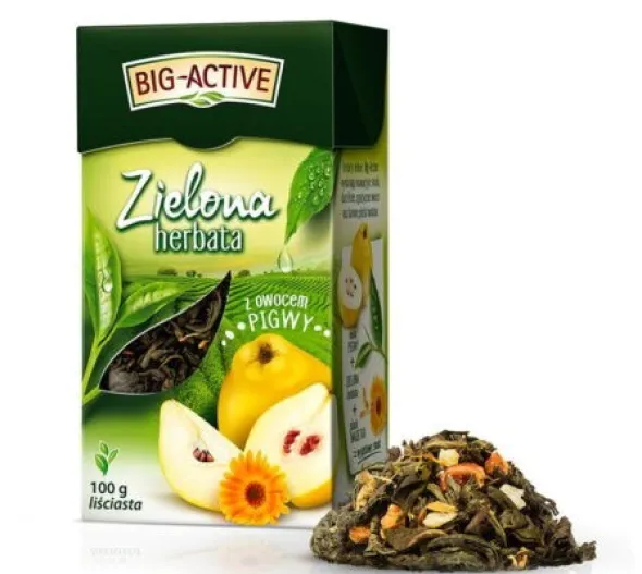Big-Active, Zielona herbata z pigwą, liściasta, 100 g