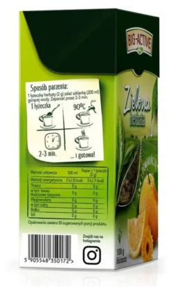 Big-Active, Zielona herbata z pomarańczą, liściasta, 100 g