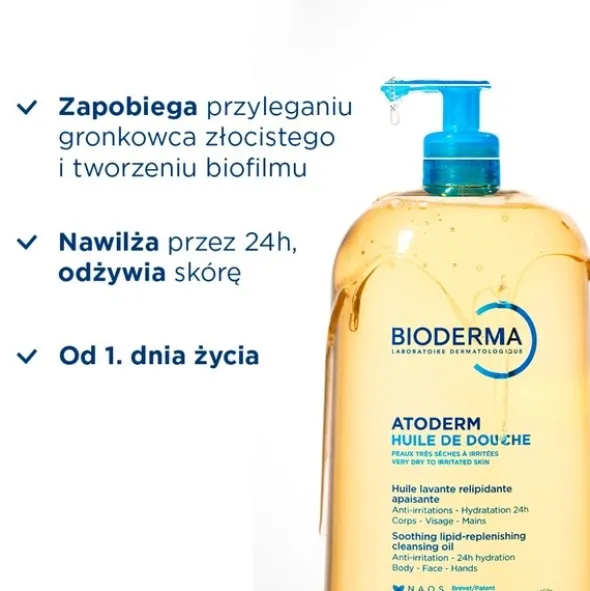 Bioderma Atoderm Huile de douche, olejek do kąpieli i pod prysznic do ciała i twarzy, 200 ml