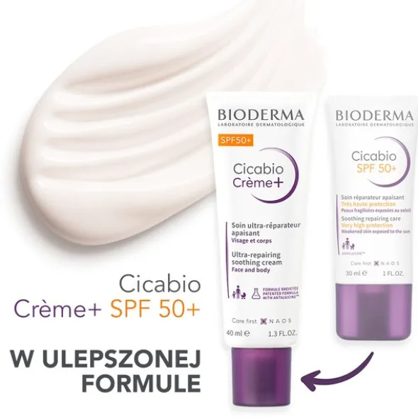 Bioderma Cicabio Creme+, krem łagodząco-odbudowujący SPF 50+, 40 ml