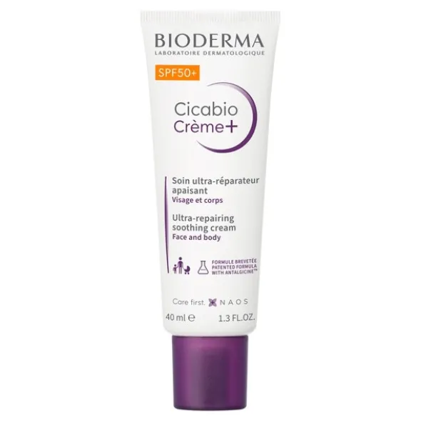 Bioderma Cicabio Creme+, krem łagodząco-odbudowujący SPF 50+, 40 ml