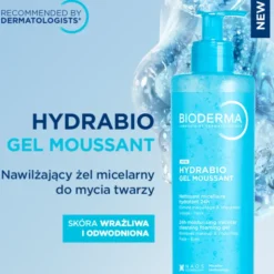 Bioderma Hydrabio Gel Moussant, nawilżający żel do mycia twarzy 3 w 1, 400 ml