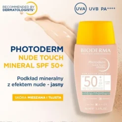 Bioderma Photoderm Nude Touch, podkład z filtrem SPF 50+, kolor jasny, 40 ml