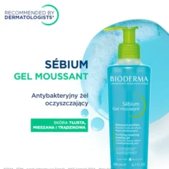 Bioderma Sebium Gel Moussant, antybakteryjny żel do mycia twarzy, 200 ml