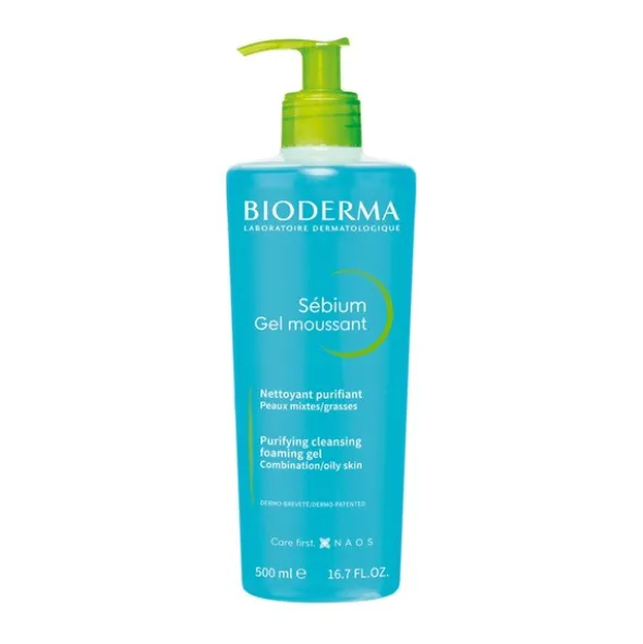 Bioderma Sebium Gel Moussant, żel do mycia twarzy, antybakteryjny, 500 ml