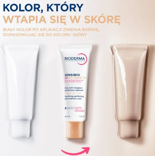 Bioderma Sensibio AR+ CC SPF 50+, ochronny krem kojący i redukujący zaczerwienienia, odcień jasny, 40 ml