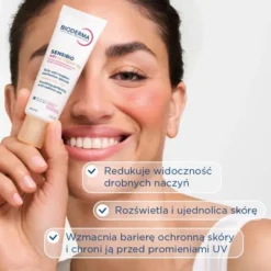 Bioderma Sensibio AR+ CC SPF 50+, ochronny krem kojący i redukujący zaczerwienienia, odcień jasny, 40 ml