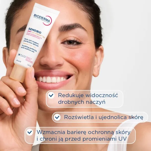 Bioderma Sensibio AR+ CC SPF 50+, ochronny krem kojący i redukujący zaczerwienienia, odcień jasny, 40 ml