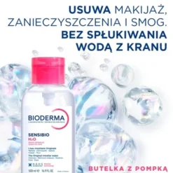Bioderma Sensibio H2O, woda micelarna do skóry wrażliwej, butelka z pompką, 500 ml