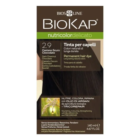 Biokap Nutricolor Delicato, farba do włosów, 2.9 ciemny czekoladowy kasztan, 140 ml