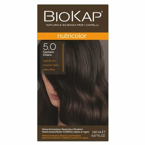 Biokap Nutricolor, farba do włosów, 5.0 jasny brąz, 140 ml