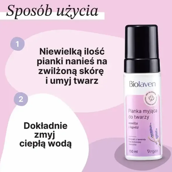 Biolaven Organic, pianka myjąca do twarzy, 150 ml