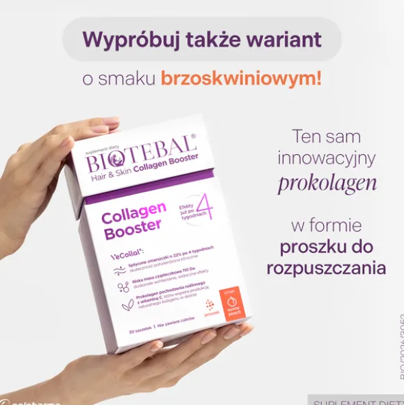 Biotebal Hair & Skin Collagen Booster, saszetki z proszkiem, Sunny Peach, 8 g x 30 szt.
