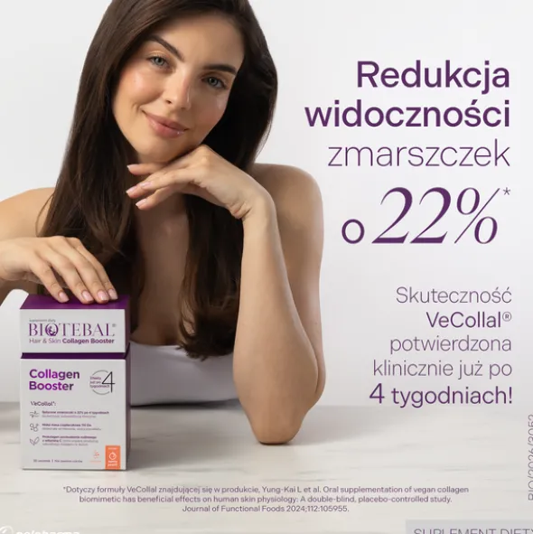 Biotebal Hair & Skin Collagen Booster, saszetki z proszkiem, Sunny Peach, 8 g x 30 szt.