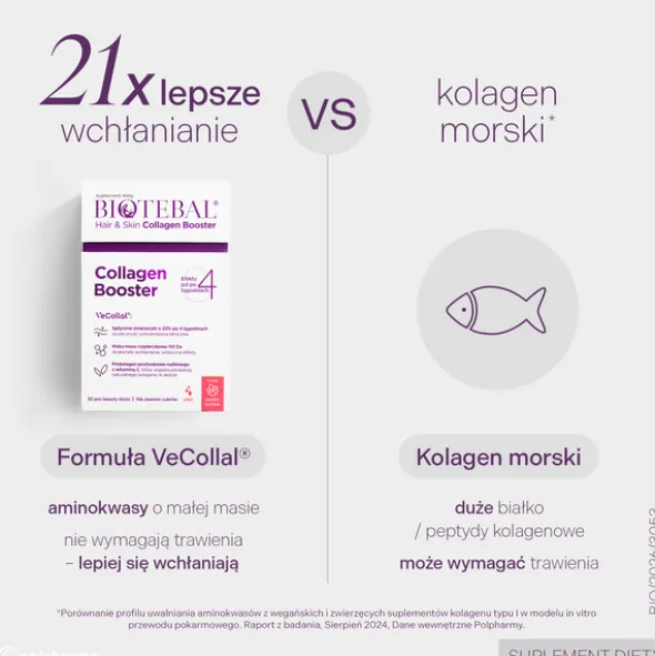 Biotebal Hair & Skin Collagen Booster, saszetki z płynem, Exotic Lychee, 25 ml x 30 szt.