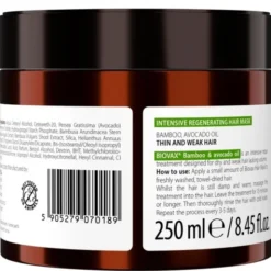 Biovax Bambus & Olej Avocado, intensywnie regenerująca maseczka do włosów, 250 ml