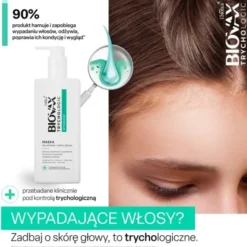 Biovax Trychologic, Wypadanie, Maska do włosów i skóry głowy, 200 ml