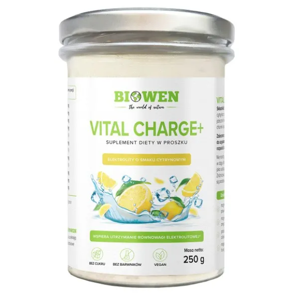 Biowen Vital Charge + Elektrolity, proszek,smak cytrynowy, 250 g